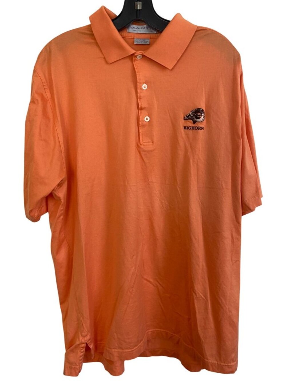 Martin Bighorn Palm Desert Polo Shirt Pima Cotton Orange Large Embroidered